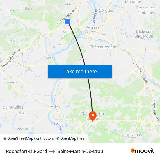 Rochefort-Du-Gard to Saint-Martin-De-Crau map