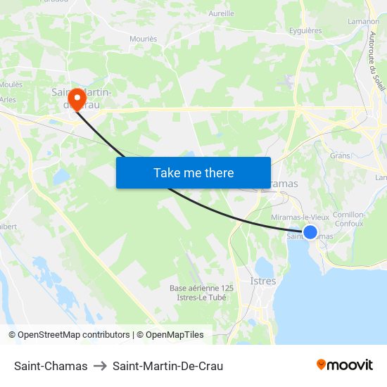 Saint-Chamas to Saint-Martin-De-Crau map