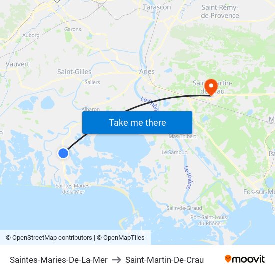 Saintes-Maries-De-La-Mer to Saint-Martin-De-Crau map