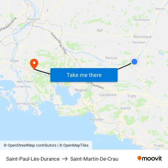 Saint-Paul-Lès-Durance to Saint-Martin-De-Crau map