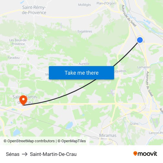 Sénas to Saint-Martin-De-Crau map