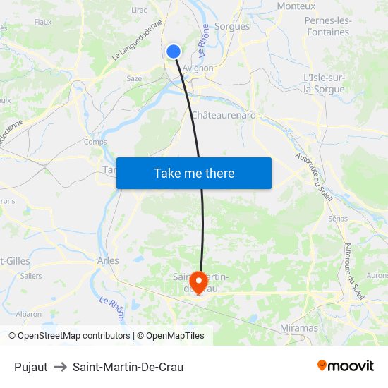 Pujaut to Saint-Martin-De-Crau map