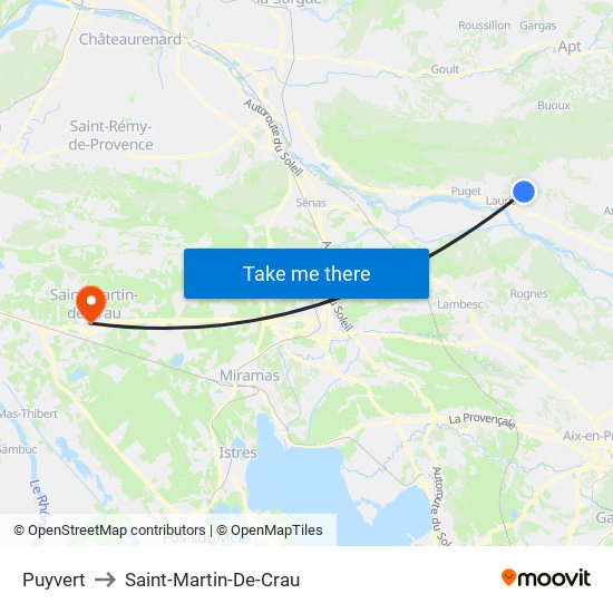Puyvert to Saint-Martin-De-Crau map