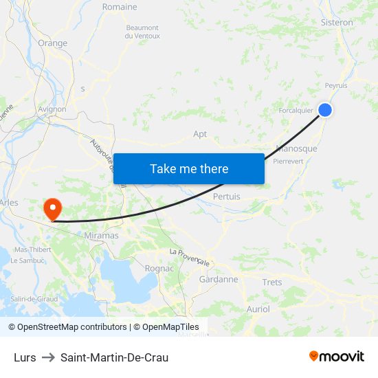 Lurs to Saint-Martin-De-Crau map