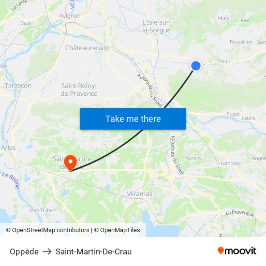 Oppède to Saint-Martin-De-Crau map