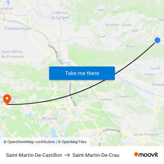 Saint-Martin-De-Castillon to Saint-Martin-De-Crau map