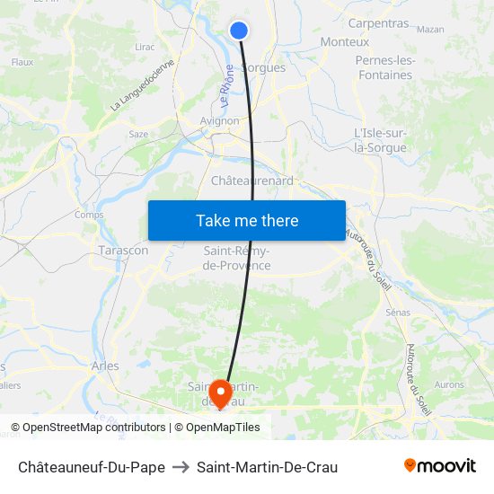 Châteauneuf-Du-Pape to Saint-Martin-De-Crau map