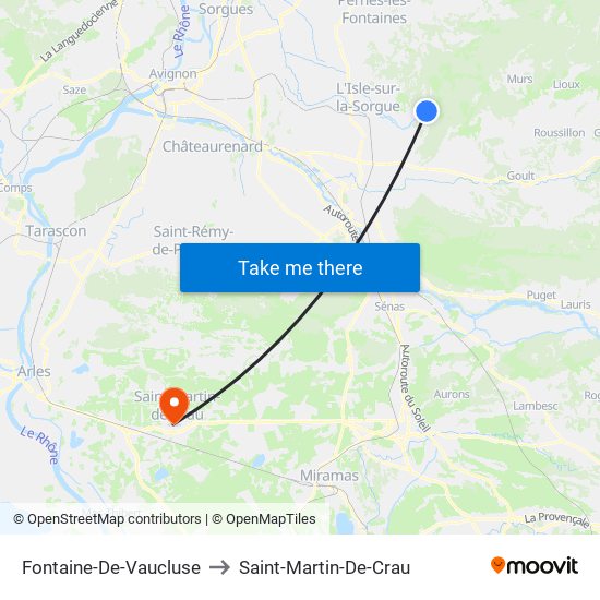 Fontaine-De-Vaucluse to Saint-Martin-De-Crau map