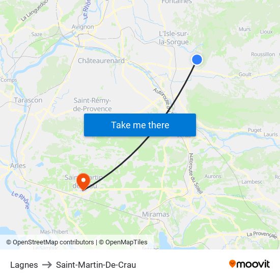 Lagnes to Saint-Martin-De-Crau map