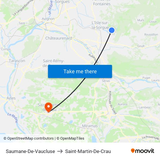 Saumane-De-Vaucluse to Saint-Martin-De-Crau map