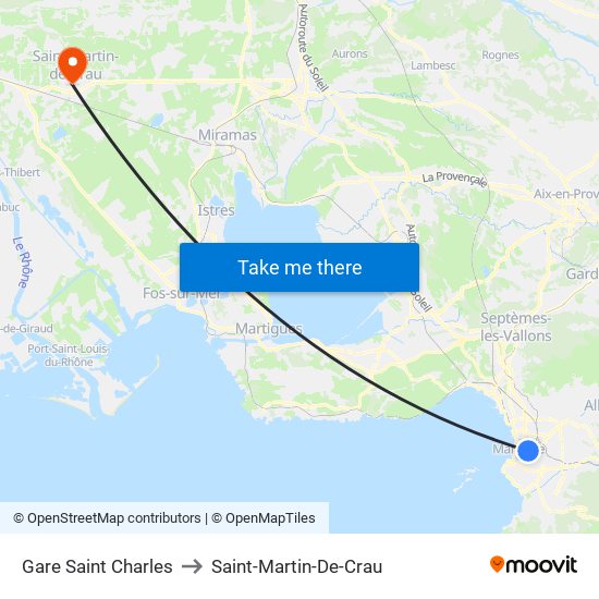 Gare Saint Charles to Saint-Martin-De-Crau map