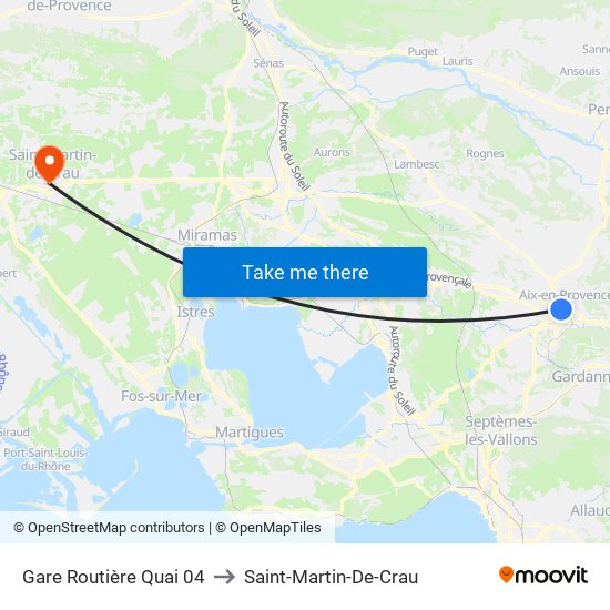 Gare Routière Quai 04 to Saint-Martin-De-Crau map