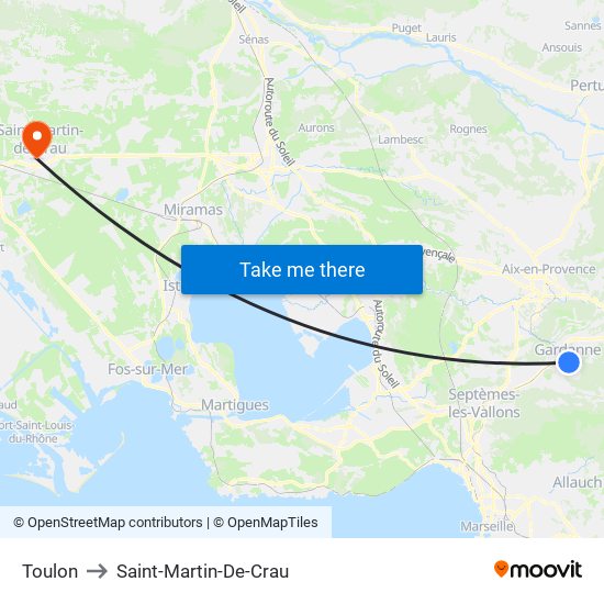 Toulon to Saint-Martin-De-Crau map