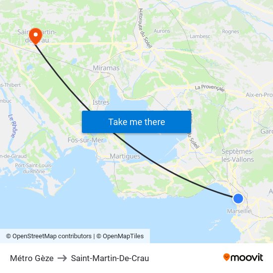 Métro Gèze to Saint-Martin-De-Crau map