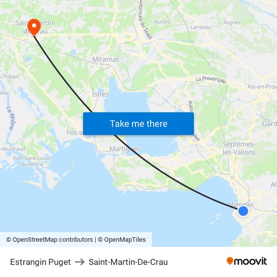 Estrangin Puget to Saint-Martin-De-Crau map