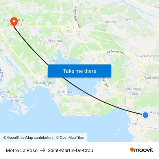 Métro La Rose to Saint-Martin-De-Crau map