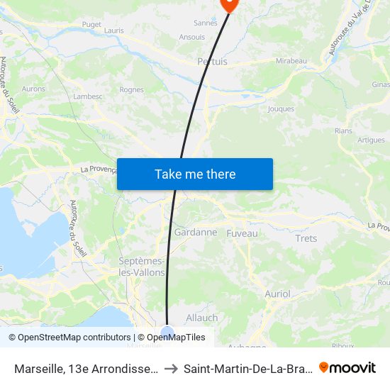 Marseille, 13e Arrondissement to Saint-Martin-De-La-Brasque map