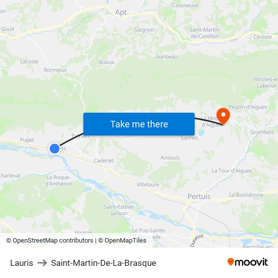 Lauris to Saint-Martin-De-La-Brasque map