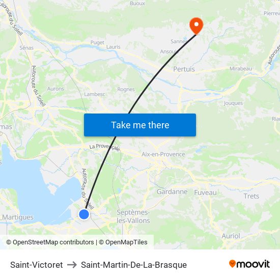 Saint-Victoret to Saint-Martin-De-La-Brasque map