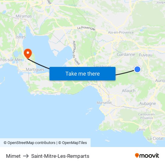 Mimet to Saint-Mitre-Les-Remparts map