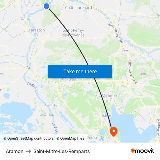 Aramon to Saint-Mitre-Les-Remparts map