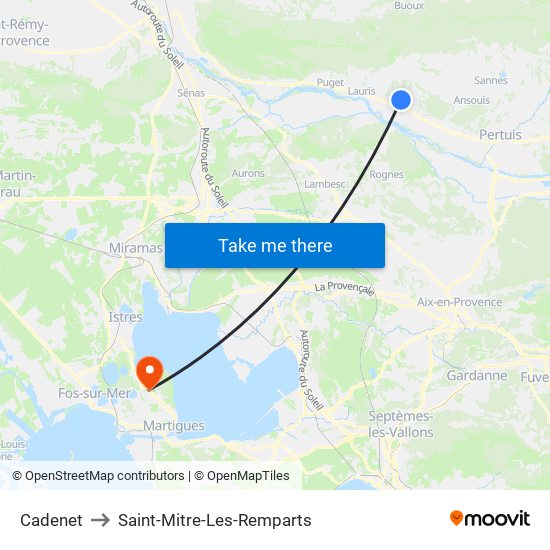 Cadenet to Saint-Mitre-Les-Remparts map