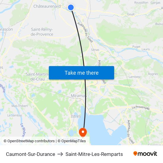 Caumont-Sur-Durance to Saint-Mitre-Les-Remparts map