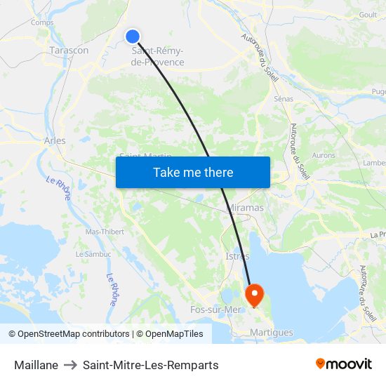 Maillane to Saint-Mitre-Les-Remparts map