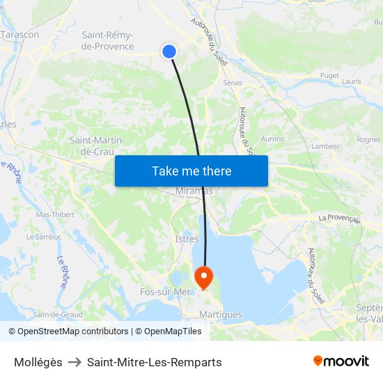 Mollégès to Saint-Mitre-Les-Remparts map