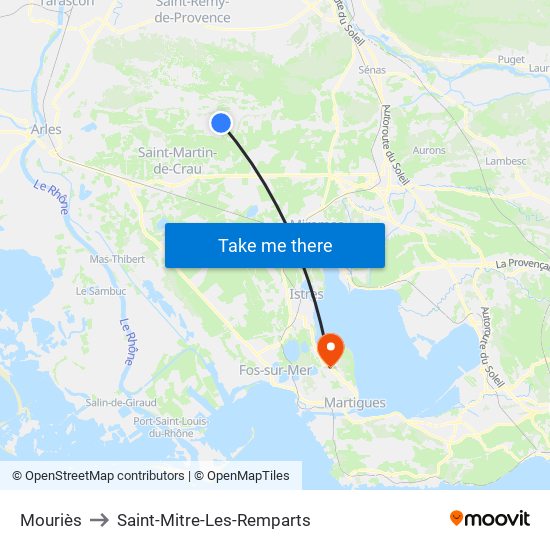 Mouriès to Saint-Mitre-Les-Remparts map