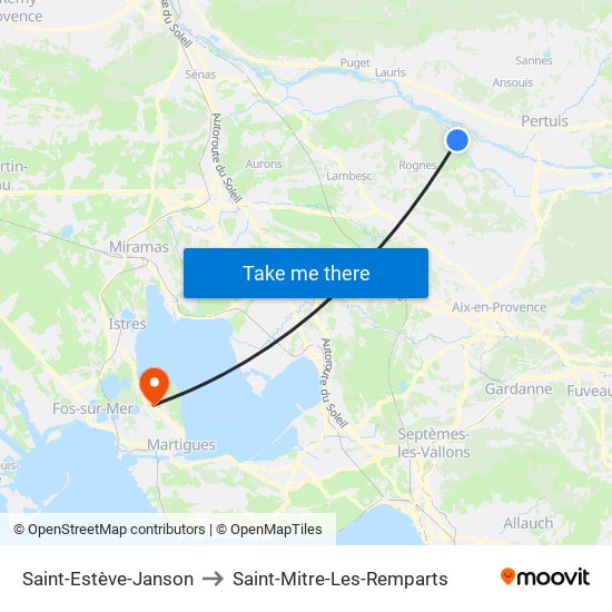 Saint-Estève-Janson to Saint-Mitre-Les-Remparts map