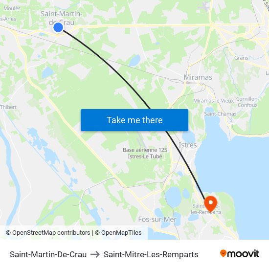 Saint-Martin-De-Crau to Saint-Mitre-Les-Remparts map