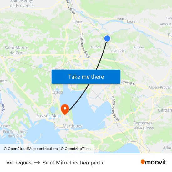 Vernègues to Saint-Mitre-Les-Remparts map