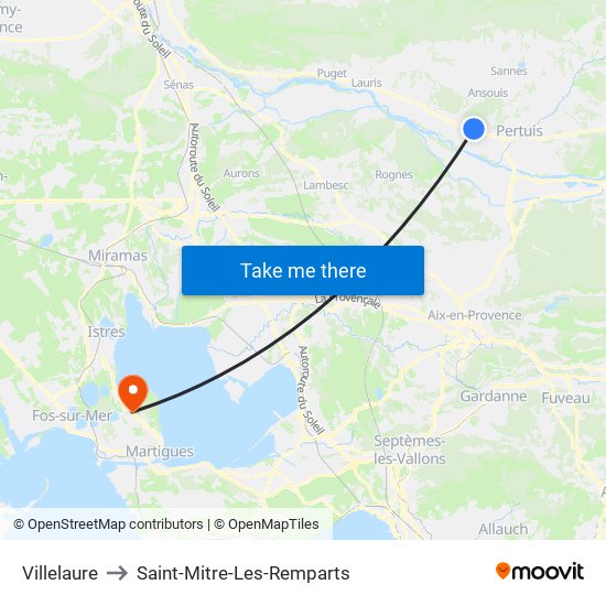 Villelaure to Saint-Mitre-Les-Remparts map