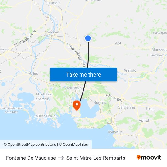 Fontaine-De-Vaucluse to Saint-Mitre-Les-Remparts map