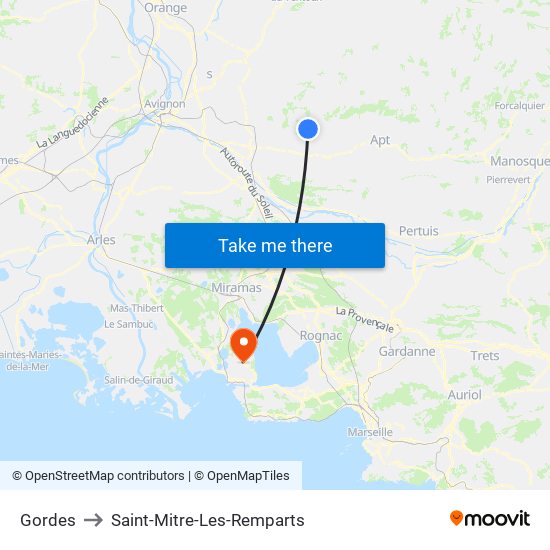 Gordes to Saint-Mitre-Les-Remparts map