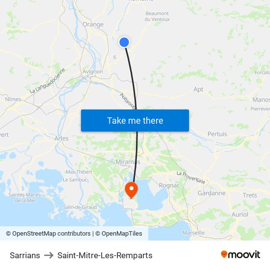 Sarrians to Saint-Mitre-Les-Remparts map