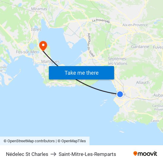 Nédelec St Charles to Saint-Mitre-Les-Remparts map