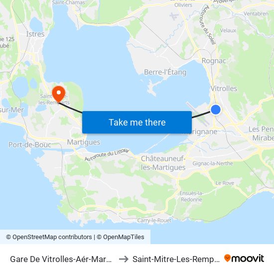 Gare De Vitrolles-Aér-Marseille to Saint-Mitre-Les-Remparts map