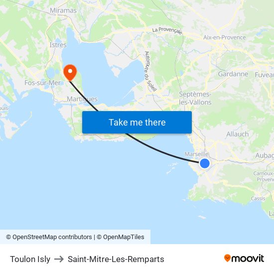 Toulon Isly to Saint-Mitre-Les-Remparts map