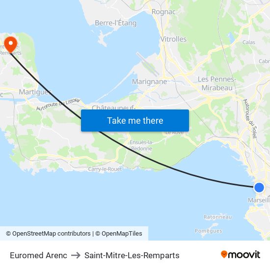 Euromed Arenc to Saint-Mitre-Les-Remparts map