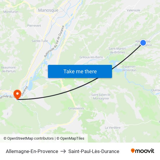 Allemagne-En-Provence to Saint-Paul-Lès-Durance map