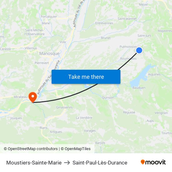 Moustiers-Sainte-Marie to Saint-Paul-Lès-Durance map