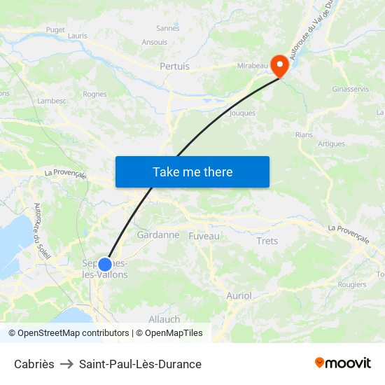 Cabriès to Saint-Paul-Lès-Durance map