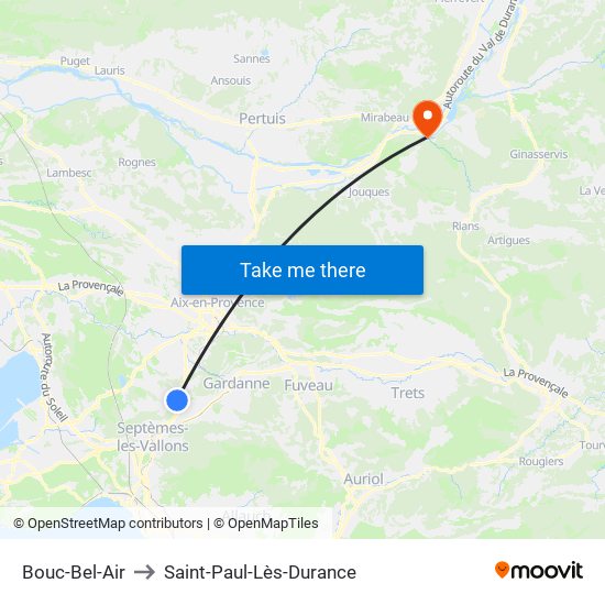 Bouc-Bel-Air to Saint-Paul-Lès-Durance map