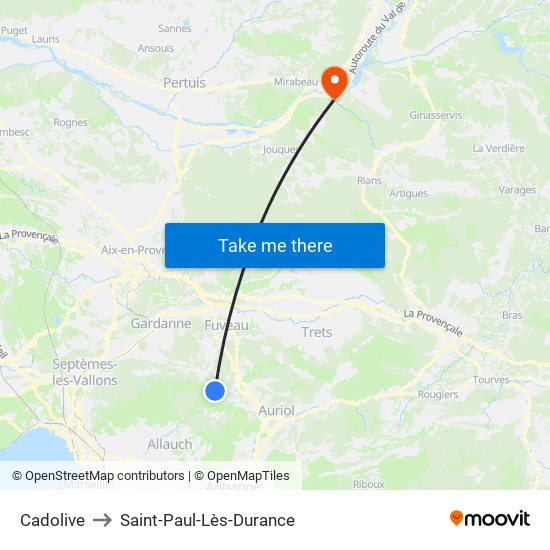 Cadolive to Saint-Paul-Lès-Durance map