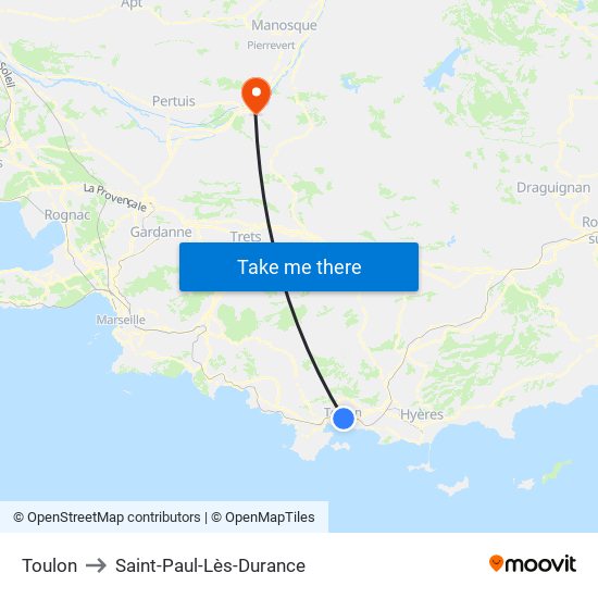 Toulon to Saint-Paul-Lès-Durance map