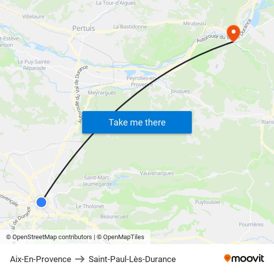 Aix-En-Provence to Saint-Paul-Lès-Durance map