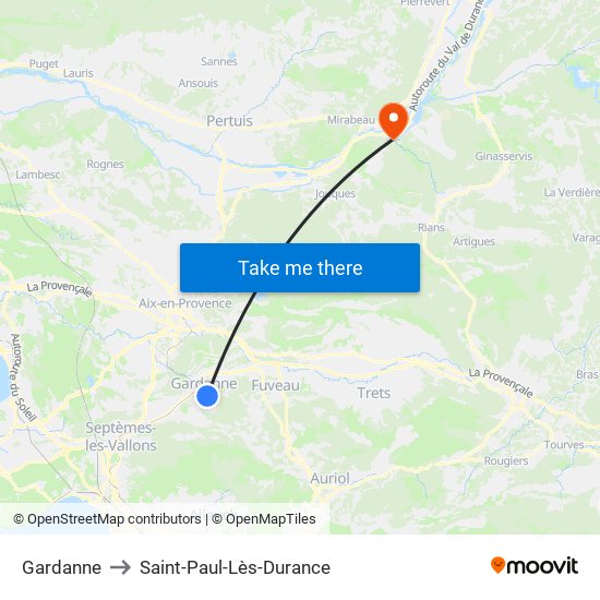 Gardanne to Saint-Paul-Lès-Durance map