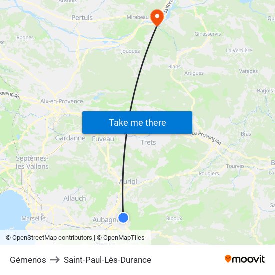 Gémenos to Saint-Paul-Lès-Durance map